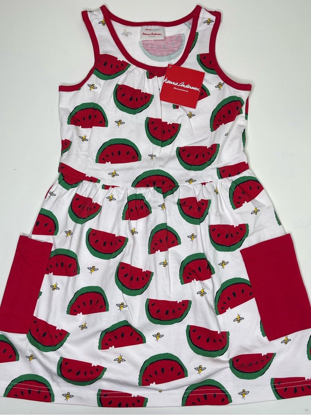 NWT Hanna Andersson Sleeveless Playground Dress Watermelon Print Size 120 (6-7)